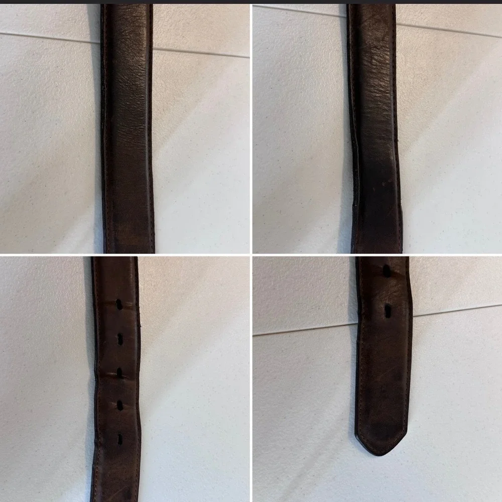 Genuine Leather Belt Brown Distressed Matte Buckle Casual Classic 46